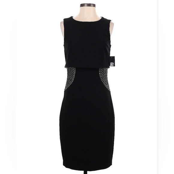 JAX Black Studded Cutout Peplum Bodycon Dress — Size 2 - Picture 2 of 5